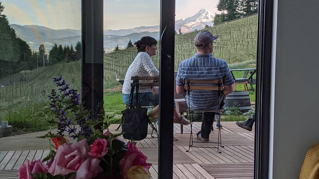 Guests enjoying the wine and the view